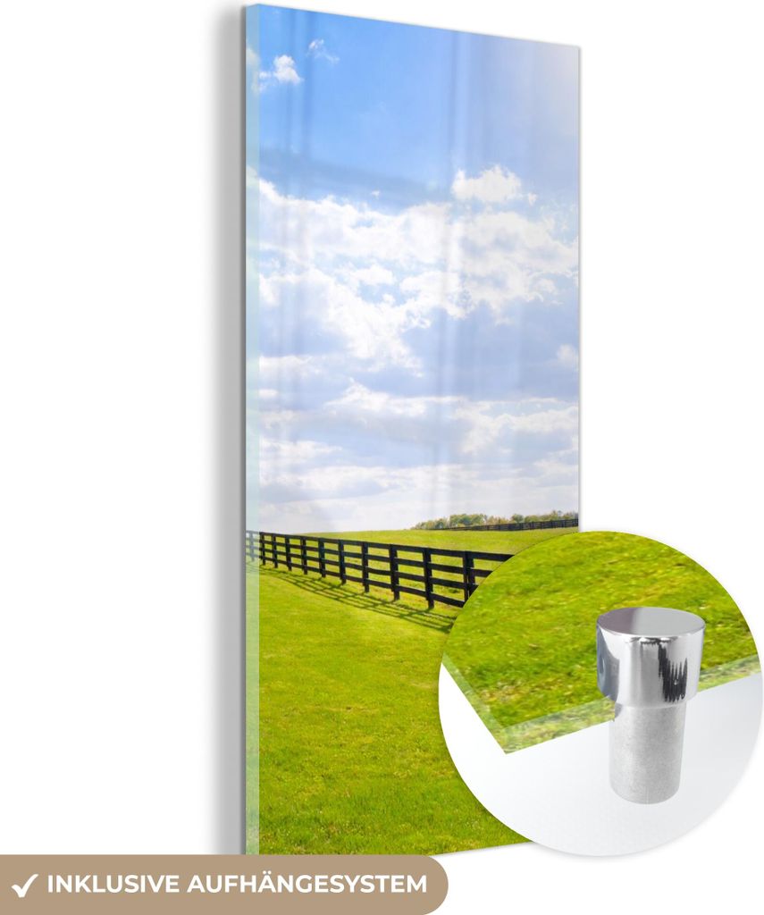 MuchoWow Glasbilder - Bilder auf Wandbild - Foto auf Glas Wolken - Bäume - Straße 40x80 cm Wanddekoration aus Glas - Acrylglasbild - Acrylbilder ...