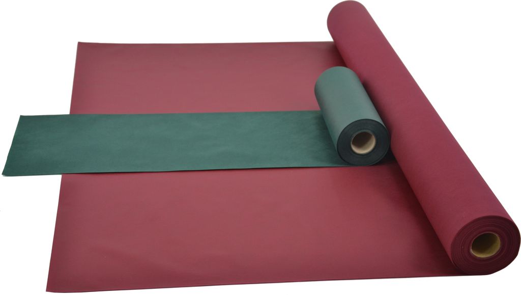 Sensalux Kombi-Set 1 Tischdeckenrolle 1,5m x 25m bordeaux + Tischläufer 30cm grün