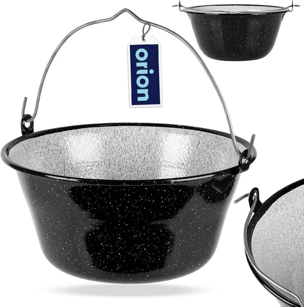 Cocotte émaillée robuste pour feu de camp - Récipient de cuisson 15L - 8