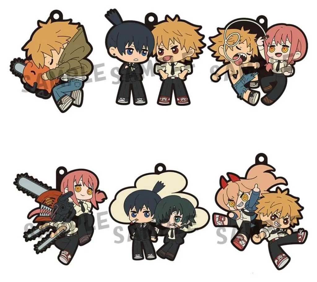 Porte-clés Chainsaw Man Buddycolle 6 cm - Décoration Sac Lot de 6