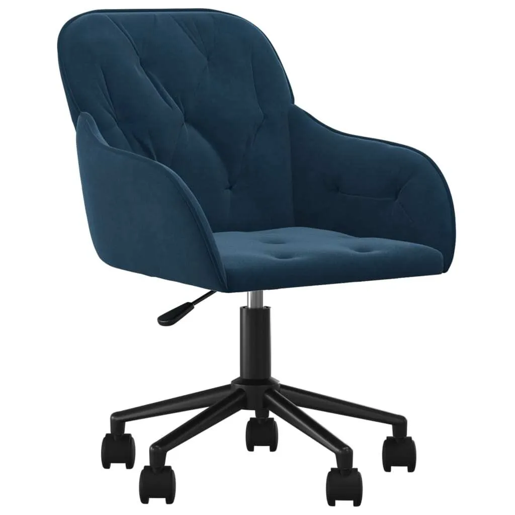 Sedia da Scrivania SYFAX Blu in Velluto: Comfort 360° e Salva-Spazio