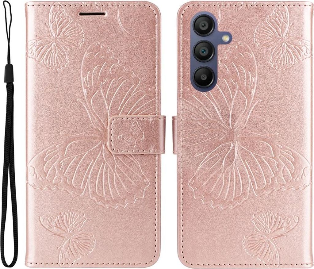 Samsung Galaxy A17 / A26 / A16 Hülle - Coverup Schmetterlinge Klapphülle - Roségold
