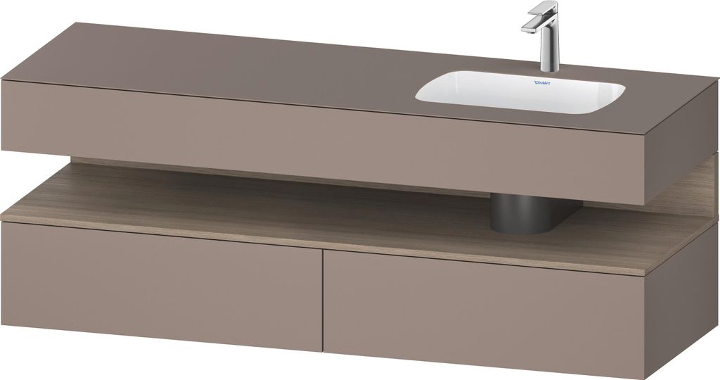 Duravit Qatego Einbauwaschtisch mit Konsolenwaschtischunterbau, 1600x550x600mm, Nische Eiche Terra, Becken rechts, QA4796035430000
