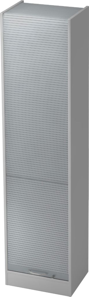 bümö Rollladenschrank office - 5 Ordnerhöhen - Nachbildung: Grau/Silber, Griff: Bogengriff (Metall)