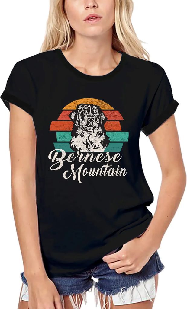 Damen Grafik T-Shirt aus Biobaumwolle Berner Sennenrasse – Bernese Mountain Breed – Öko-Verantwortlich Vintage Jahrgang Kurzarm Lustige Druck