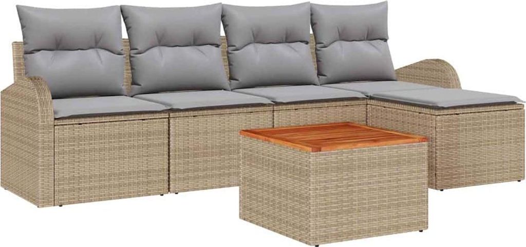 vidaXL Gartensofa-set 6 pcs Beige und Hellgrau Poly-Rattan