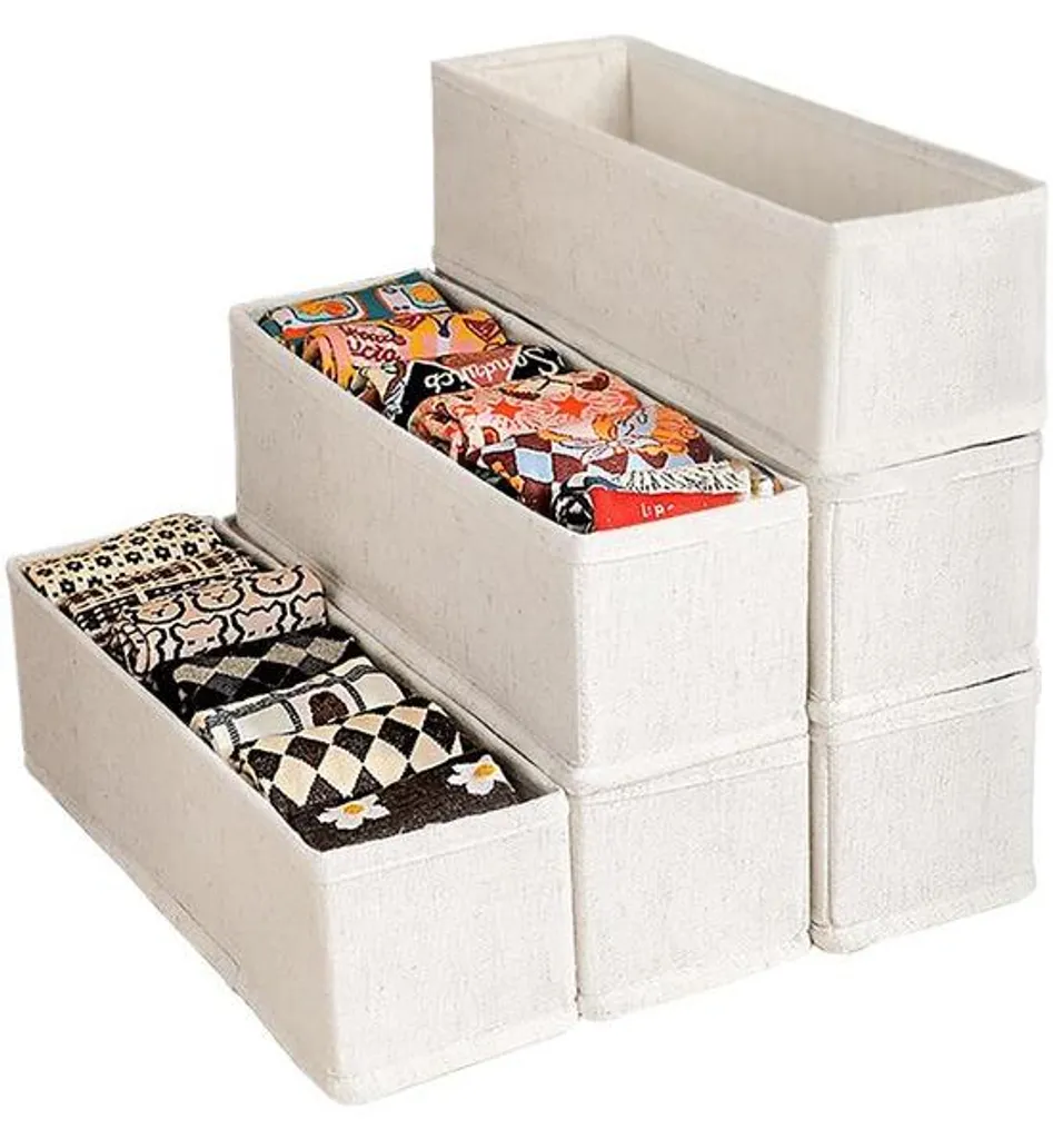 Séparateurs de tiroirs souples lot de 6 boîtes de rangement beige clair