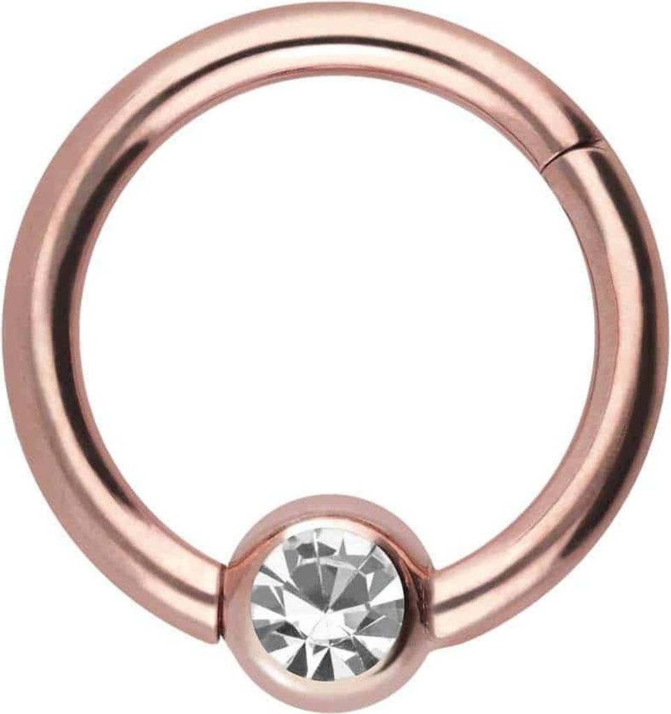 Ohrpiercing, Nasenpiercing, Septum Piercing Titan Segmentring Clicker KRISTALL RoséGold Innendurchmesser: 9mm + Stabstärke: 1,6mm