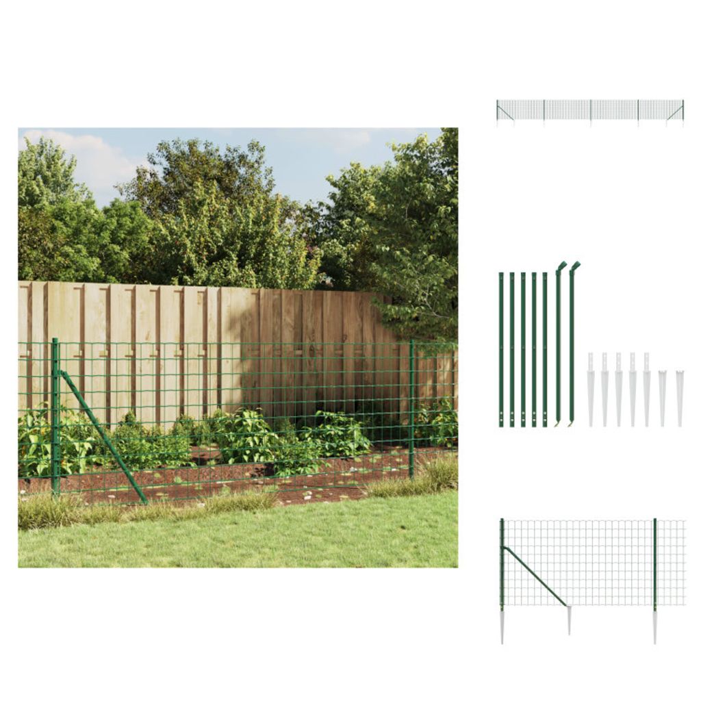 vidaXL Maschendrahtzaun mit Bodenhülsen Grün 1,1x10 m - Zaunfelder