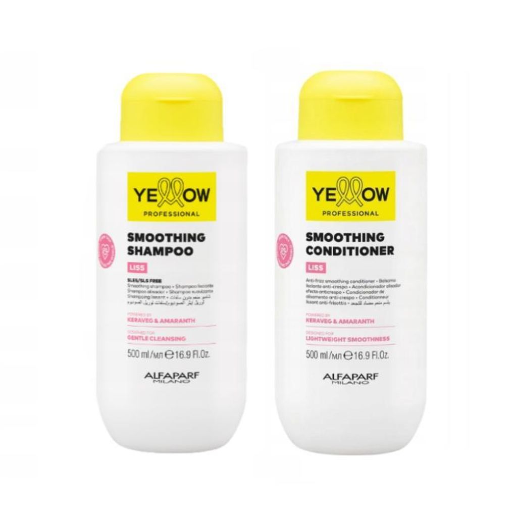 Alfaparf | Shampoo- und Conditioner-Set Yellow Liss - 500ml - Glättend - Feuchtigkeitsspendend - Anti-Frizz