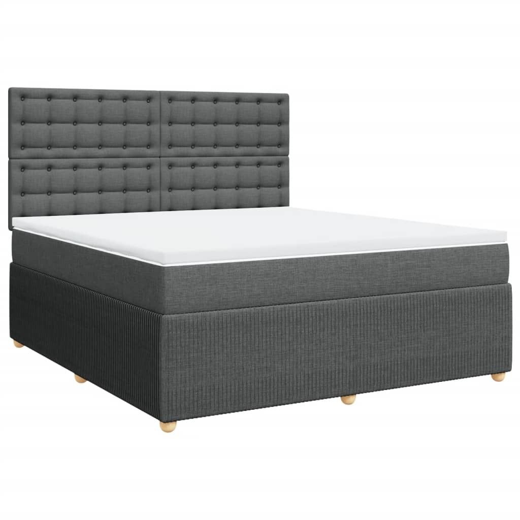 vidaXL Boxspringbett mit Matratze Dunkelgrau 180x200 cm Stoff