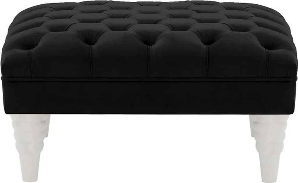 Pouf capitonné en velours blanc pour salon moderne et élégant