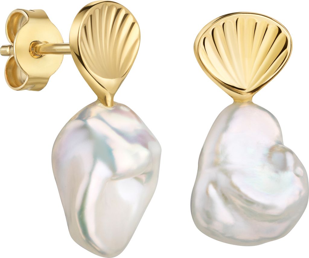 Ohrstecker Keshi-Perle Barockperle Ketten-Anhänger 333 Gold für Damen