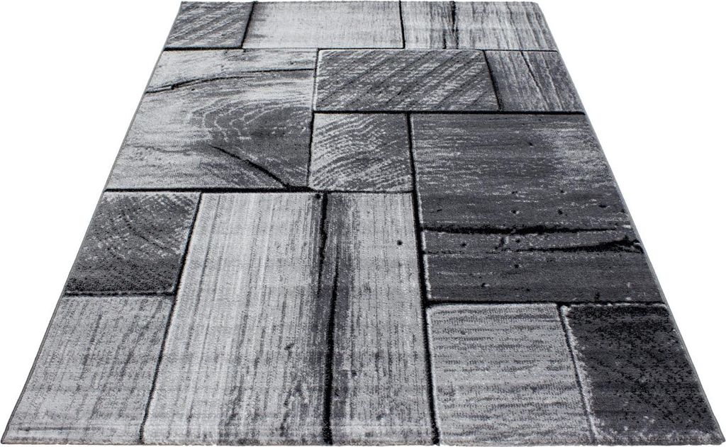 Ayyildiz | Moderner Teppich - Wellen Linien Design - Wohnzimmer Kurzflor - grau - 280 x 370 cm