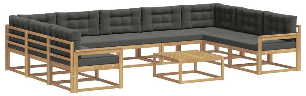 vidaXL Outdoor-Sofagarnitur mit Kissen 10 pcs Weiß und Anthrazit