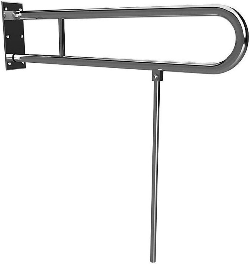 BELP Stützklappgriff in U-Form mit Standfuß Edelstahl poliert 100x800x866 mm, 120 kg Traglast für Bad & WC >> zum Bohren