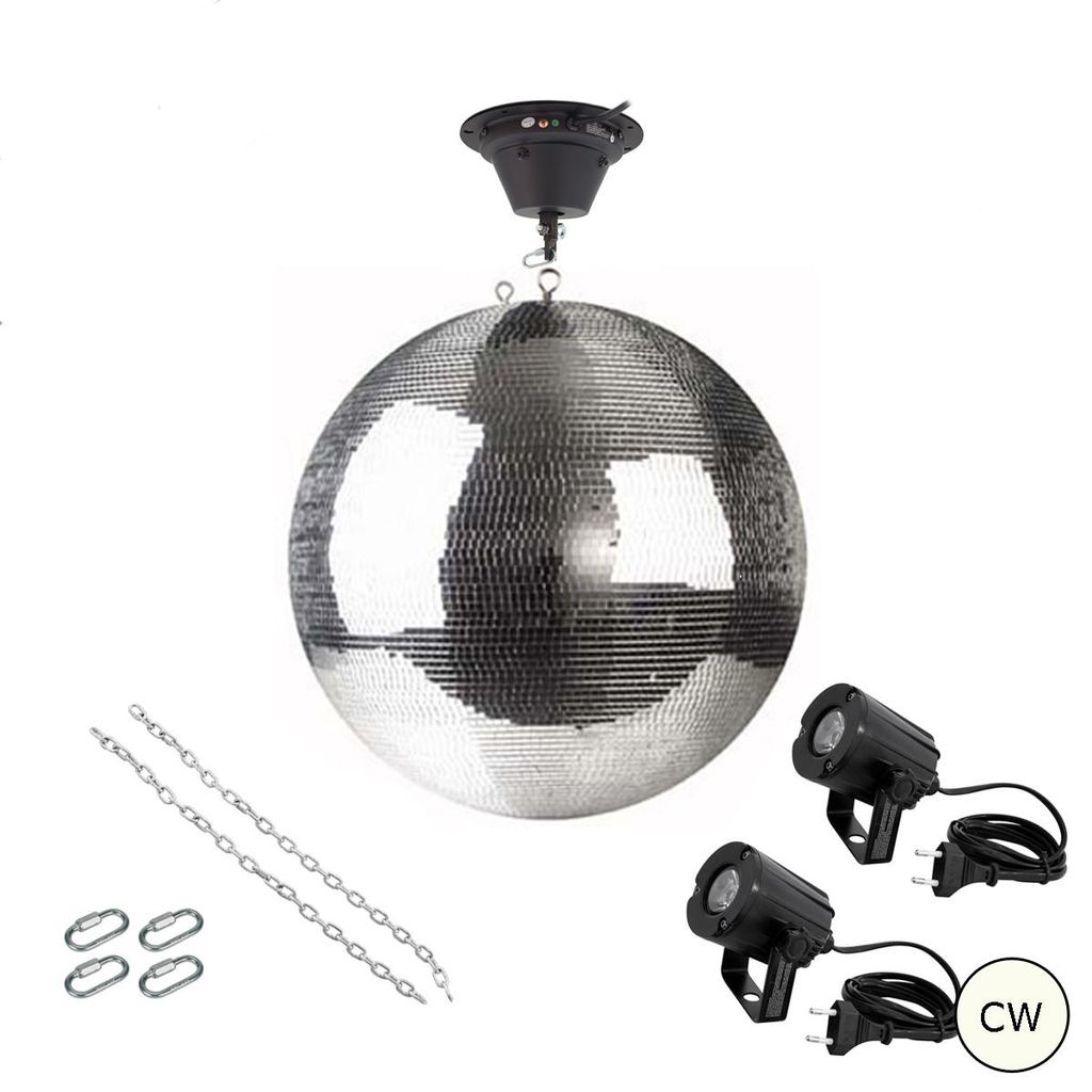 Spiegelkugel Komplettset 50cm mit Motor, 2 x LED Pinspot Produktbild 