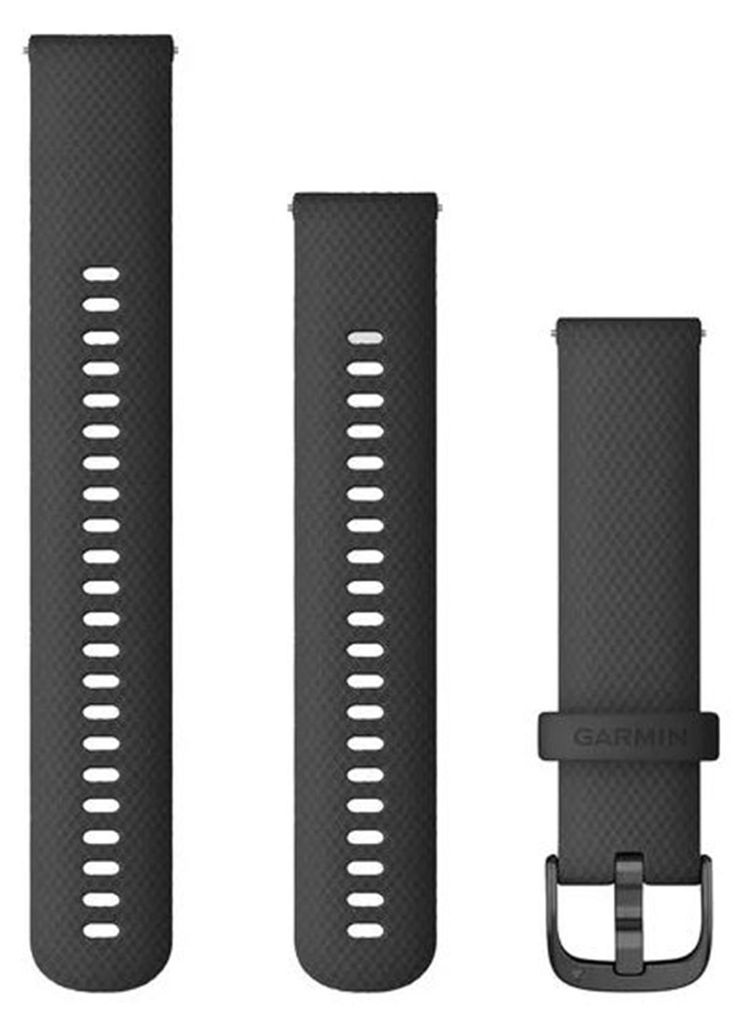 Garmin Ersatzarmband 20mm Silikon Schwarz/Metallteilen Produktbild 