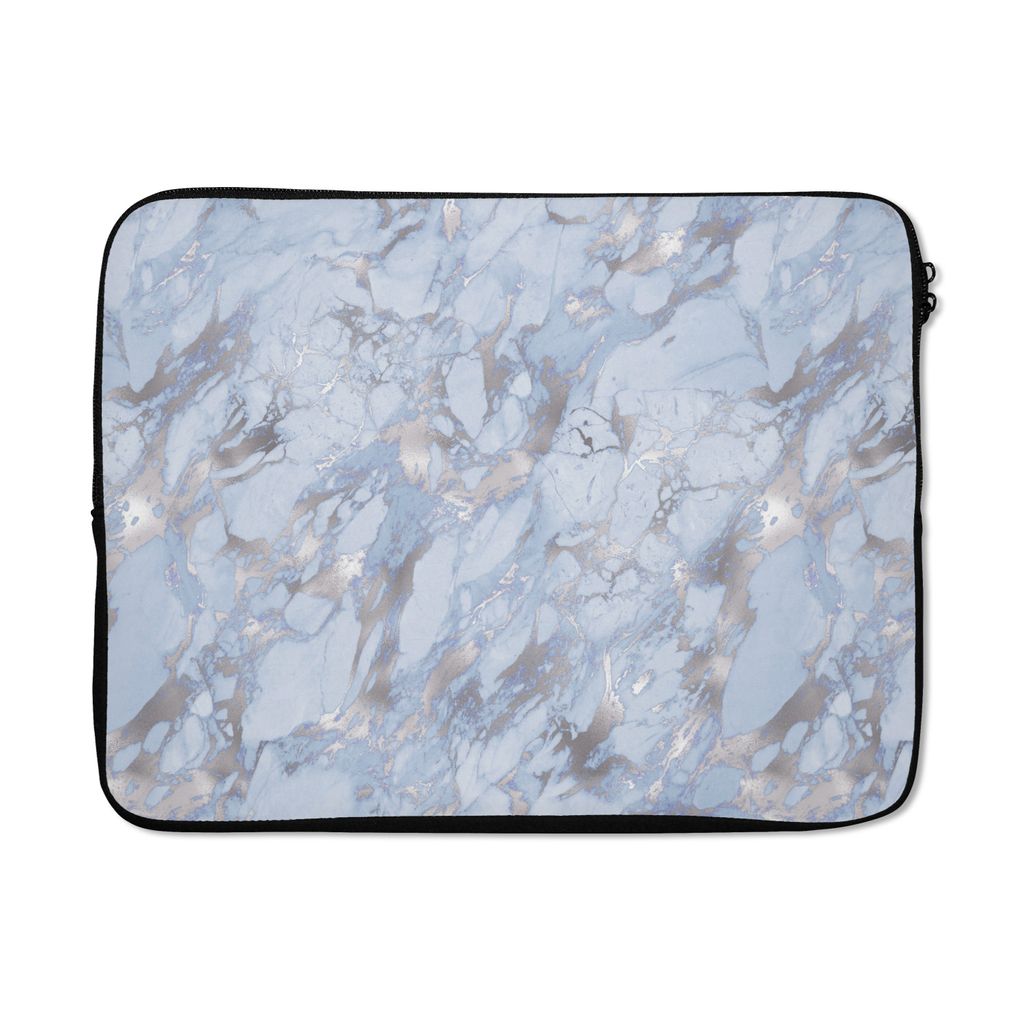 MuchoWow Laptop Hülle 15 Zoll Marmor - Silber - Design Laptoptasche - Laptoptasche - Sleeve - Rundum-Schutz