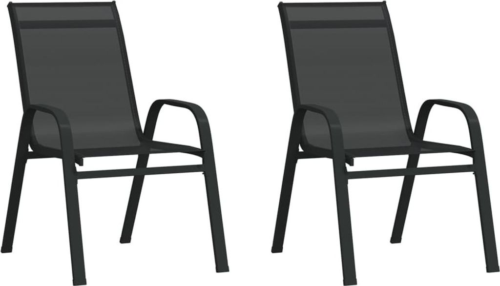Stapelbare Gartenstühle 2 Stk. Schwarz Textilene