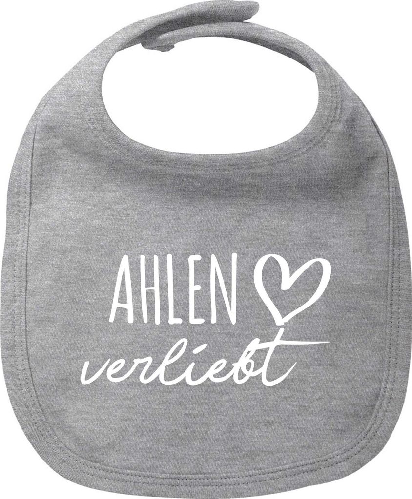 Huuraa Baby Lätzchen Ahlen verliebt Heather Grey Klettverschluss Baumwolle Latz Geschenkidee
