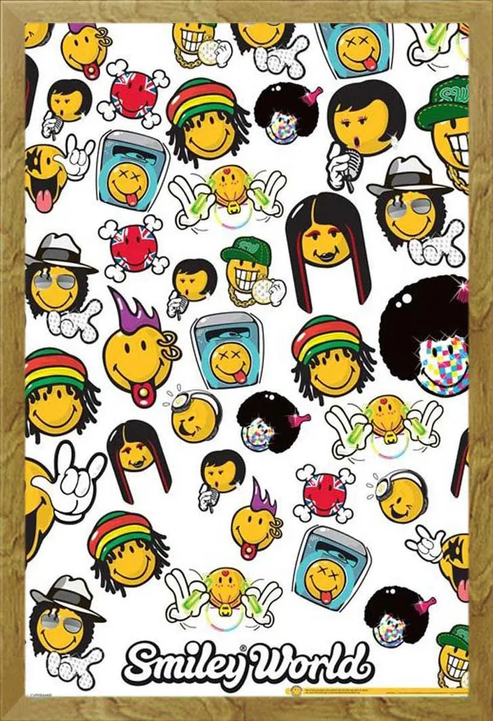 Smiley Poster Generi Musicali con Cornice Shinsuke Rovere Maxi 61x91,5