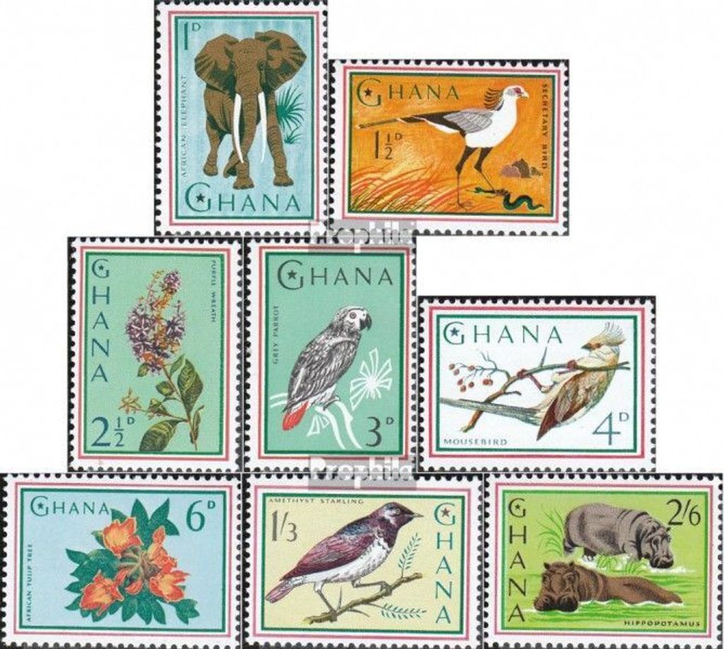 Briefmarken Ghana 1964 Mi 198A-205A (kompl.Ausg.) postfrisch Fauna und Flora