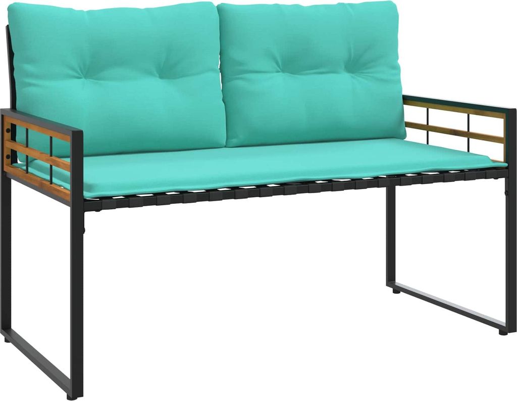 vidaXL Holz-Lagenbank mit Kissen Uni Türkis 114 x 55 x 77 cm