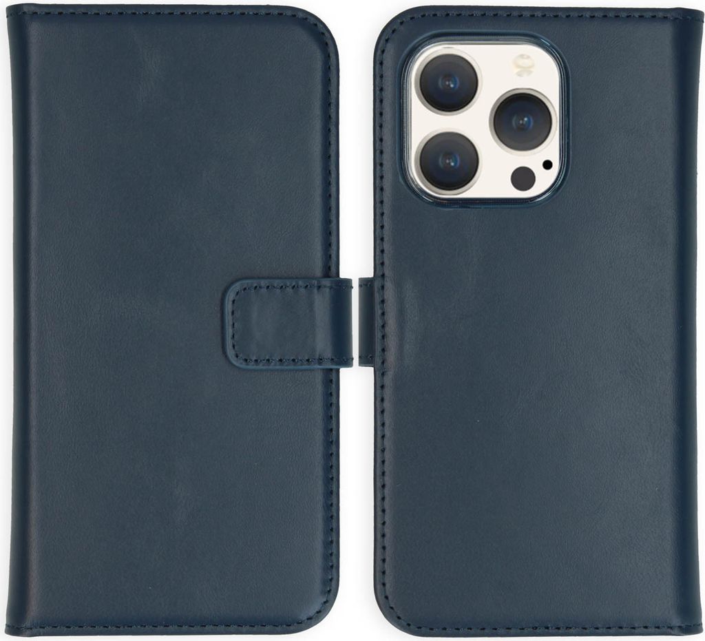 Selencia Kožené pouzdro s klopou iPhone 15 Pro - modré Obrázek produktu 