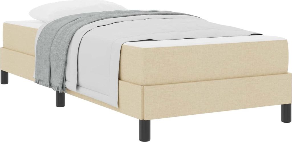 vidaXL Boxspringbett mit Matratze Creme 90 x 200 cm Stoff