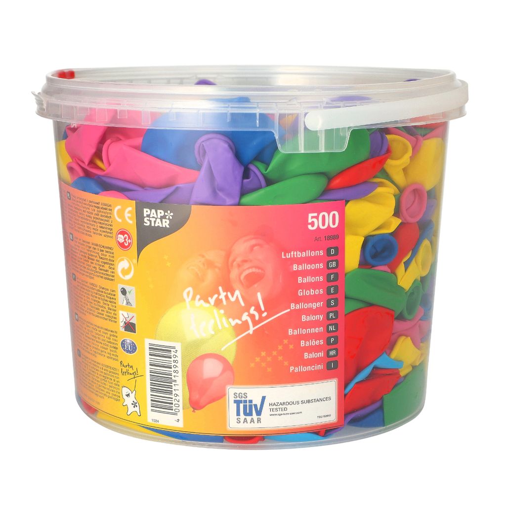 500 balónků Ø 19 cm v různých barvách v plechové krabičce Obrázek produktu 1