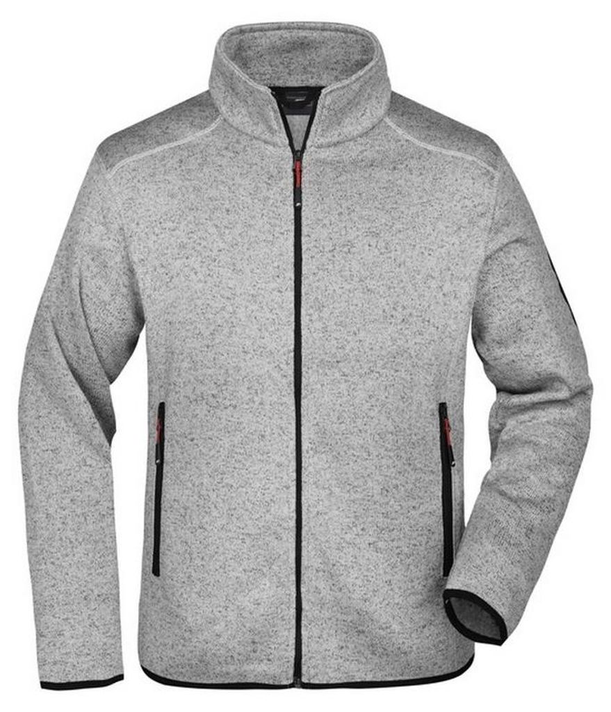James and Nicholson - Fleecejacke für Herren LT3142 (S) (Rot/Hellgrau meliert)