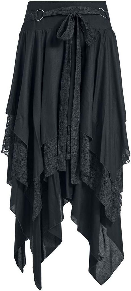 Gothicana by EMP Damen schwarzer Rock mit Zipfelsaum XXL