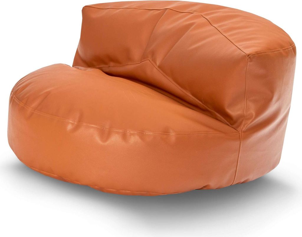 Green Bean Sitzsack Sofa aus Kunstleder mit EPS Perlen Füllung - Lounge im Sitzsack-Design 90 x 50 cm mit ergonomischer Rückenlehne - Cognac