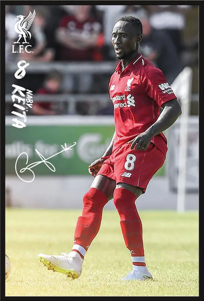 Affiche FC Liverpool Naby Keita 18/19 avec Cadre Noir Shinsuke 61x91,5 cm