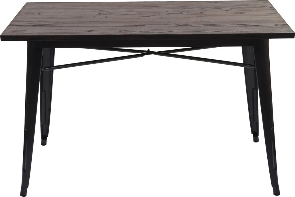 Table rectangulaire métal noir et bois d'orme 120cm design industriel - 2