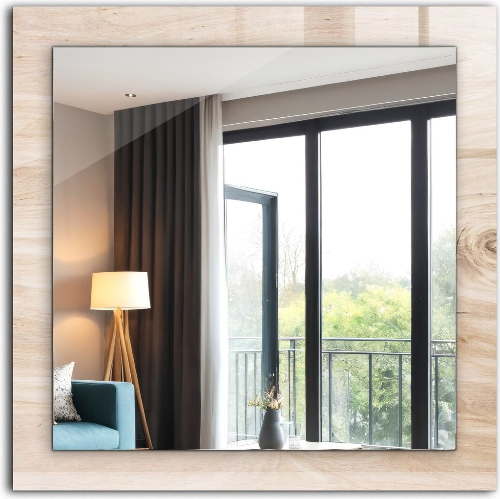 Dekorativer Wandspiegel - Bedruckter Spiegel - Motiv - 60x60 cm - Holz Mit Ästen