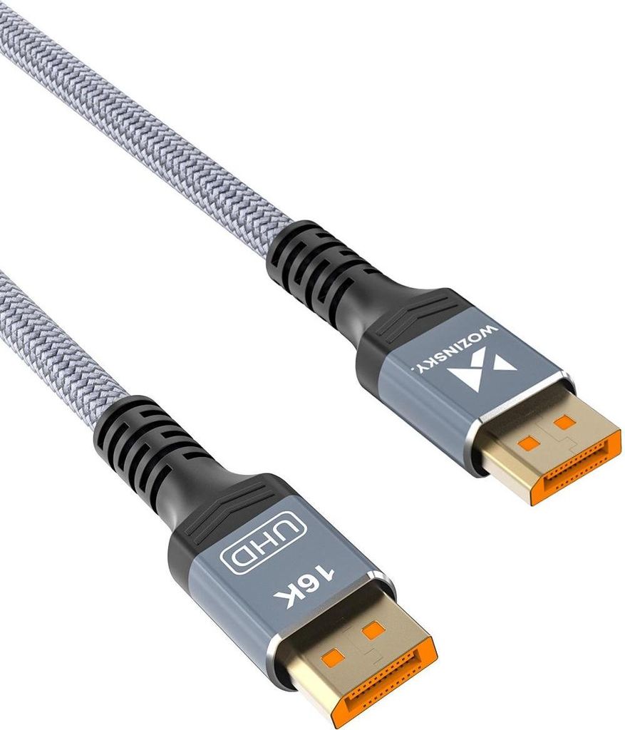 Wozinsky WPS-16AYL2S DisplayPort 2.1 Kabel, VESA-, 80 Gb/s, 16K@60Hz, 8K@120Hz, 4K@240Hz, HDR, HDCP, DSC, 2 m - schwarz