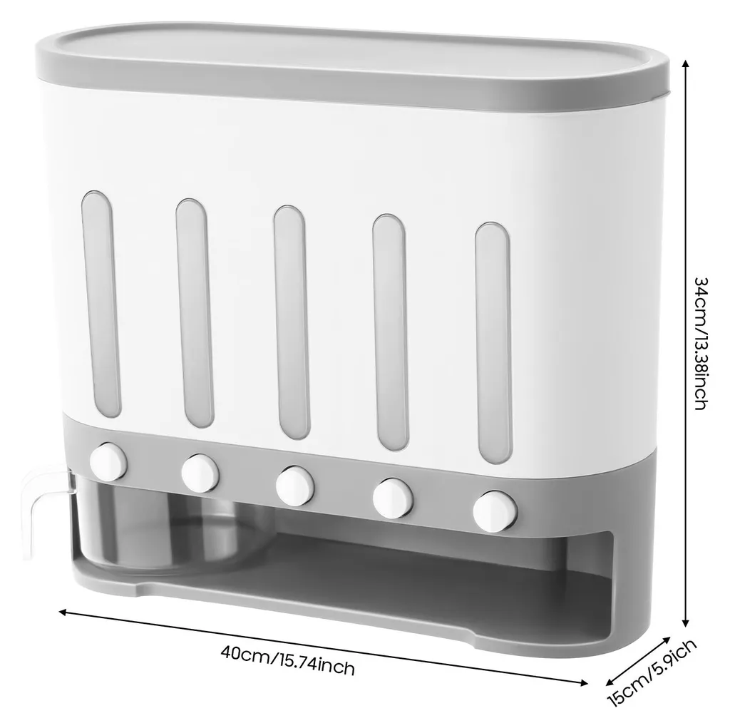 Distributeur mural 5 compartiments blanc pour croquettes et céréales - 5