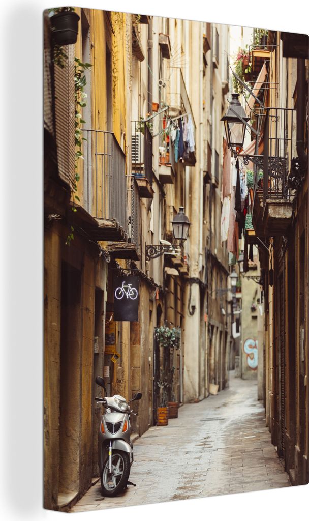 OneMillionCanvasses - Leinwandbilder - 90x140 cm, Straße - Barcelona - Spanien, Wandbilder Kunstdruck Wanddekoration - Foto auf Leinwand - Gemä...