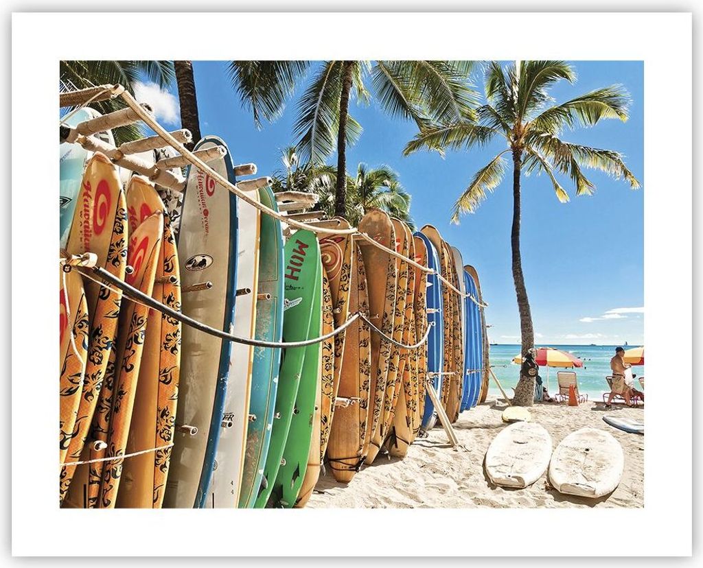 Poster - Poster ohne Rahmen - Board Surfen Strand - 50x40 cm - Wand Bild - Wanddeko - Wandbilder - Kunstposter - Wandposter - Bilder - Kunstdruck -...