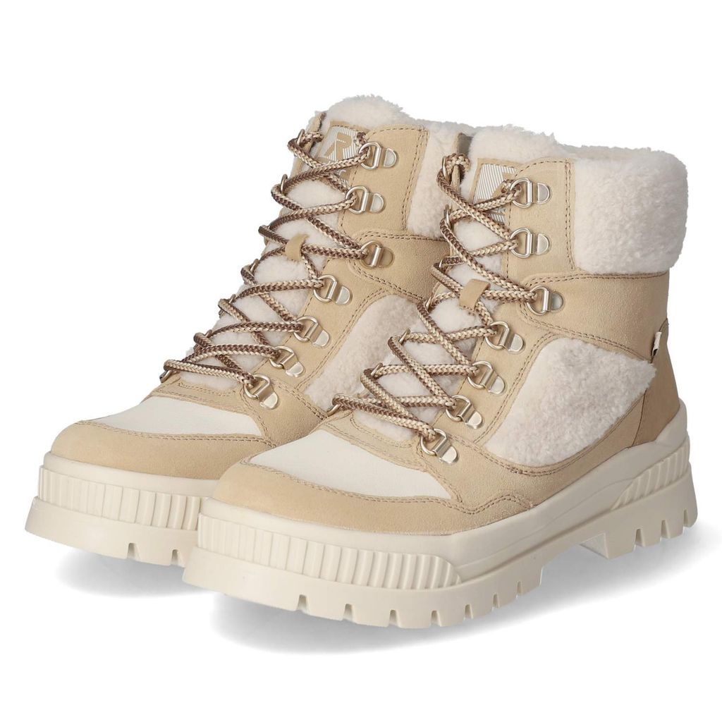 Rieker Evolution Damen Schnürschuhe/ Winter Boots Beige Leder Textil Mix Größe: 38
