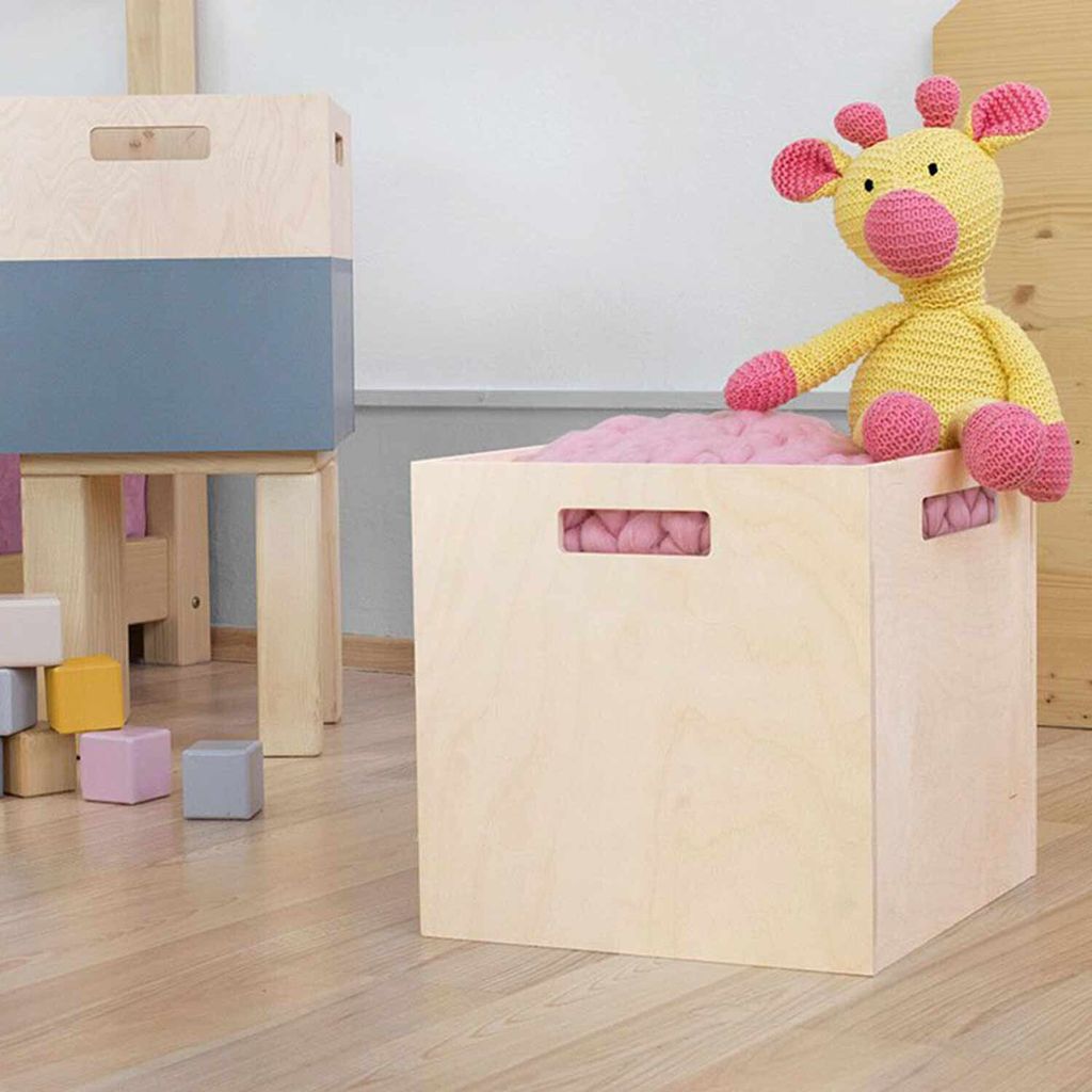 Aufbewahrungsbox aus Holz Modell 1 - mit Griffen - naturholzfarben - 33 x 33 x 37 cm