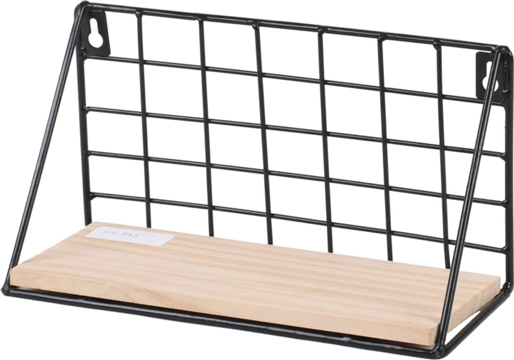 Wandregal rechteckig 25 x 10 x 14cm, Metall, Holz, schwarz
