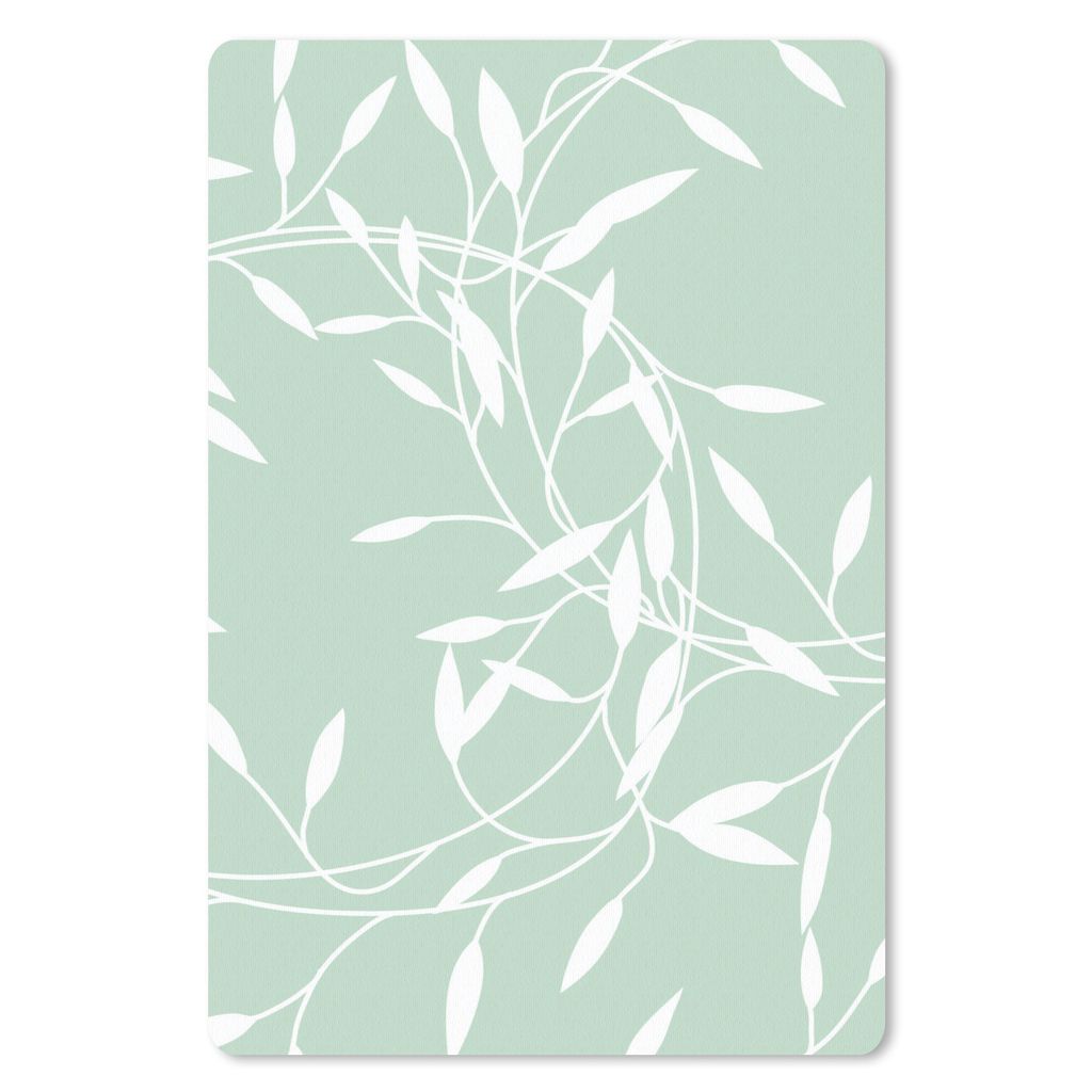 MuchoWow Mauspad Mousepad Äste - Weiß - Grün - Muster 40x60 cm - Mousepads - Maus Mat - Pad - Mausunterlage - Schreibtisch Accesoire