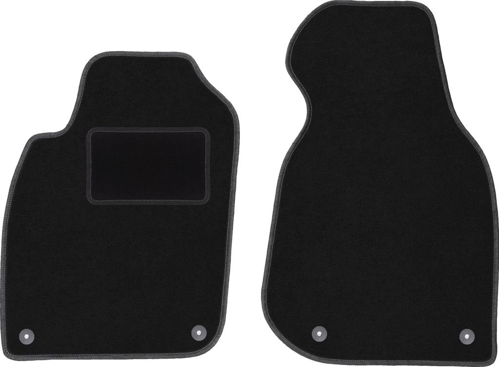 Velours-Fußmatten Vorne passend für Audi A6 C5 FL (Limousine, Kombi, Avant, Bj. 2001-2004) – schwarz, passgenau, mit Befestigungen set 2 Stk. ...