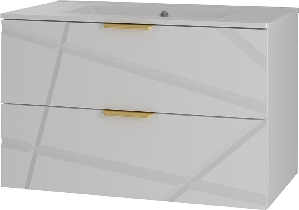Waschtisch 80cm Aurora mit 2 Schubladen, Weiß
