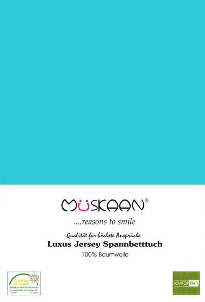 Jersey Spannbettlaken 120x200 - 130x200 cm Türkis - 100% Produktbild 