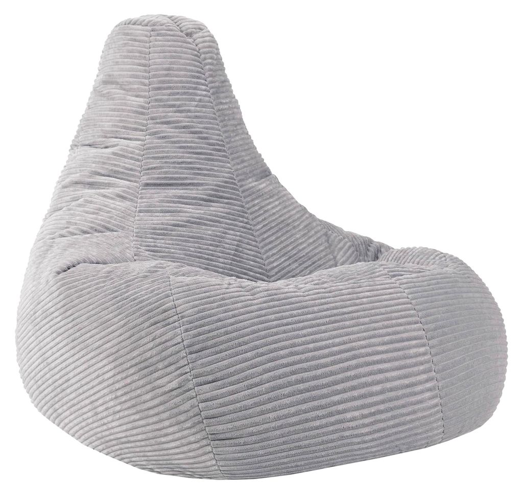 Dalton XXL Sitzsack Cord, Grau, Gaming Sitzsack für Erwachsene mit Füllung, Cord Sessel, Lounge Sessel, Schlafzimmer, Wohnzimmer, Möbel