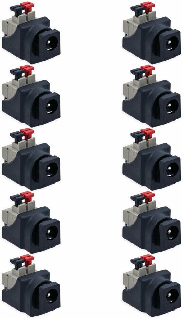 10x DC Stecker Hohlbuchse Kurz 5,5mm >2,1mm Terminal Block 2-Pin Adapter Druckklemme
